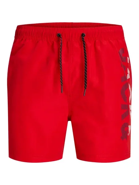 JACK & JONES Șorturi de baie FIJI roșu / negru / alb
