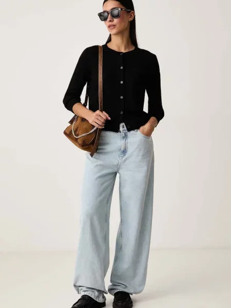 GUESS JEANS Geacă tricotată negru