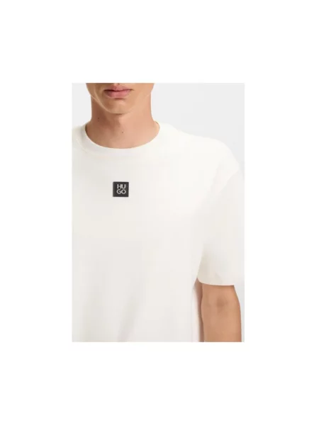 HUGO t-shirt gładki beżowy