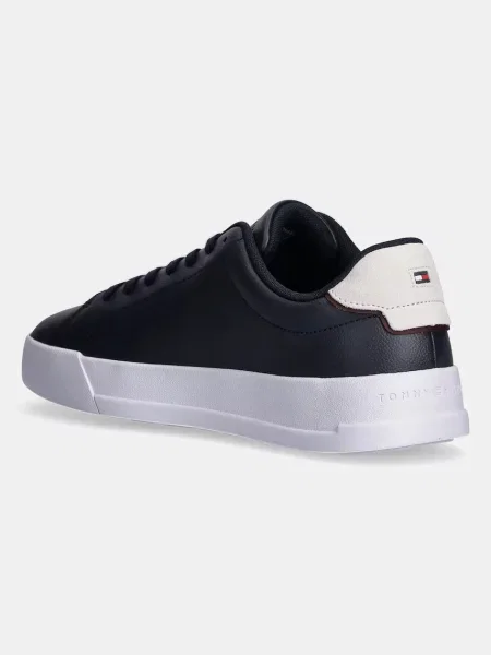 Tommy Hilfiger bőr sportcipő TH COURT LTH DETAIL ESS sötétkék kék