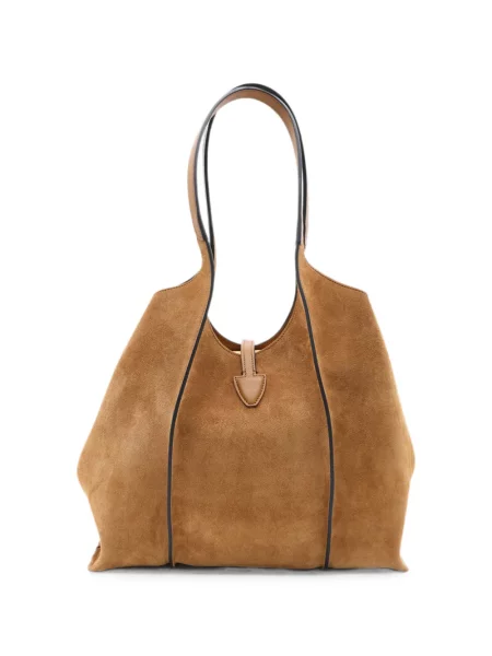 Geantă shopper Tod's din piele de căprioară maro