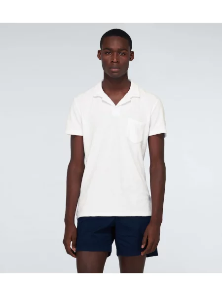 Tricou polo Orlebar Brown din material terry alb