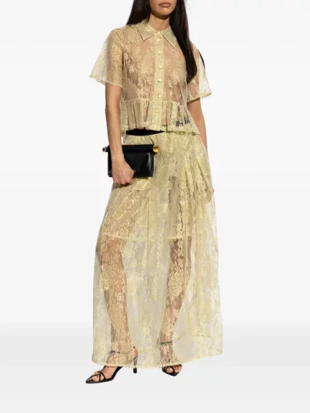 Fusta maxi Munthe cu model floral din dantelă galben