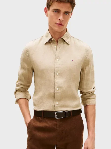 Лляна сорочка Tommy Hilfiger бежева