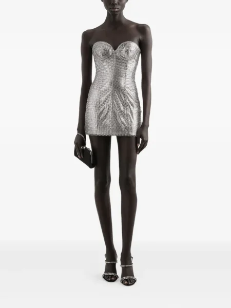 Rochie mini Dolce & Gabbana plasă de costum argintiu