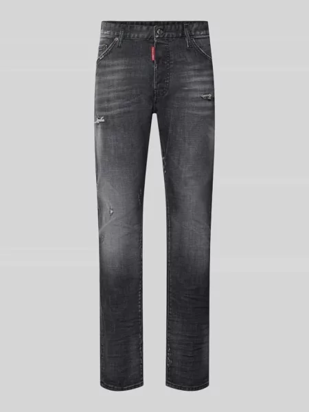 Jeansy o kroju straight fit z mieszanki bawełny model Teddy' Dsquared2 Ready To Wear niebieskie