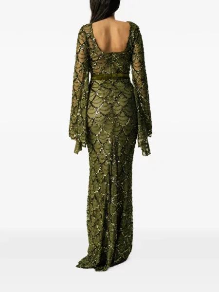 Rochie maxi Miau By Clara Rotescu cu paiete verde