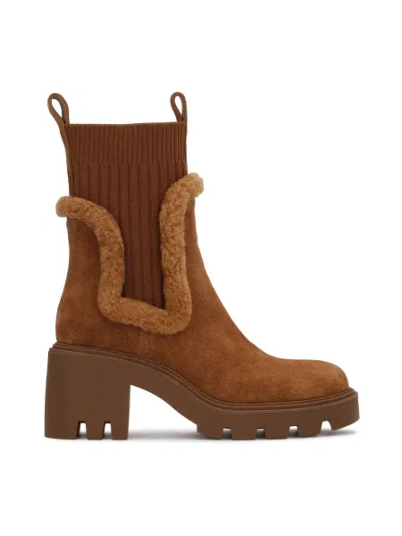 Buty do kostki Kazar skórzane brązowe
