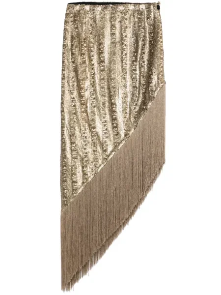 Spódnica midi Taller Marmo z cekinami do kolan złota