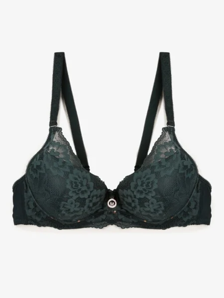 Sutien Închis cu Dantelă și Push-Up Wifia verde