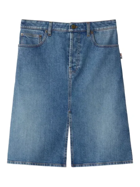 Fustă din denim Burberry până la genunchi albastru