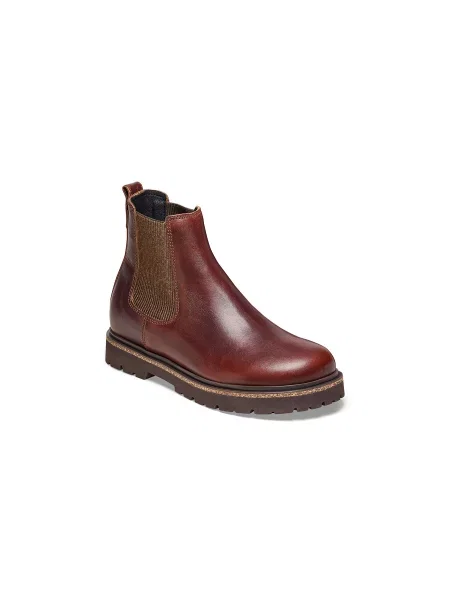 Botki Birkenstock skórzane wsuwane na płaskim obcasie brązowe