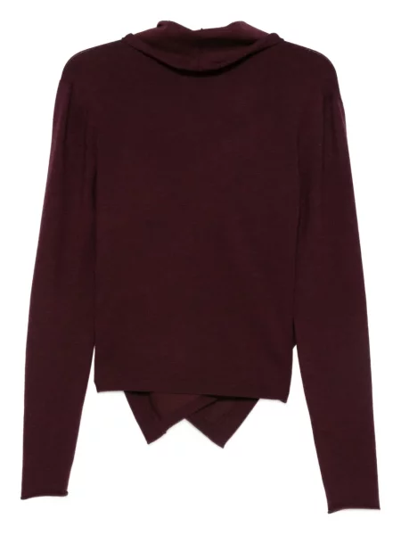 Top Alberta Ferretti de lână asimetric drapat violet