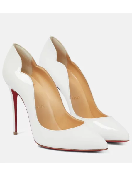 Pantofi cu toc Christian Louboutin din piele de lac alb