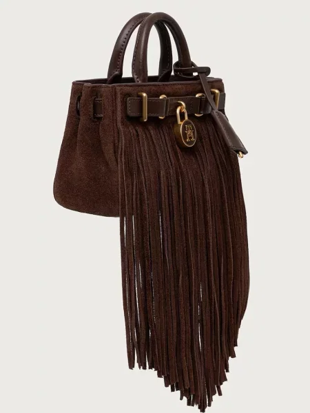 Kabelka Tommy Hilfiger American Icon Micro Tote Fringes Tmavo hnedá