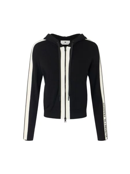 Dzianinowy sweter Elisabetta Franchi z logo czarny