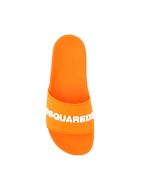 Lniane klapki Dsquared2 casual pomarańczowe