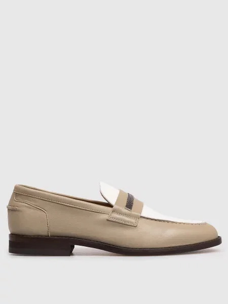 Шкіряні лофери кольору хакі з ланцюжком моніль Doucal's