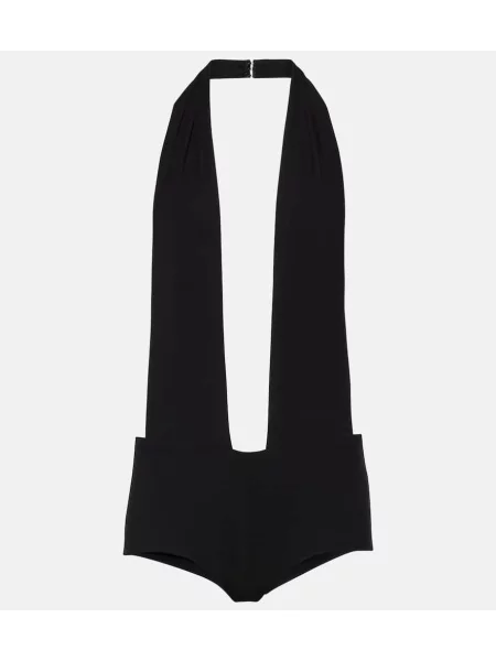 Top Monot z dekoltem halter czarny