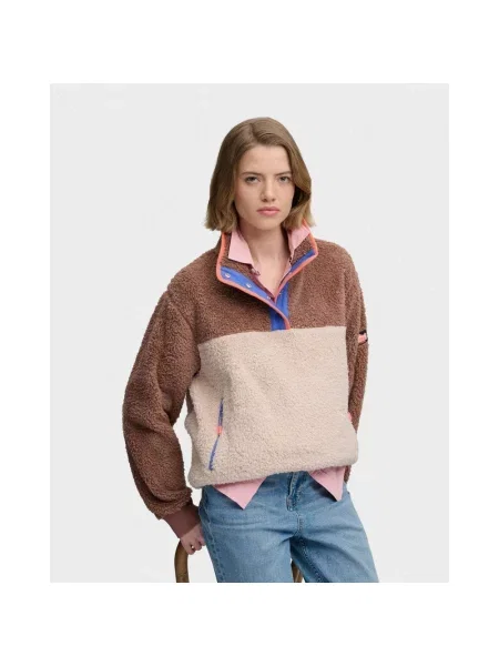 Polar Superdry Super Soft Mash Up Half Zip brązowo XS beżowy