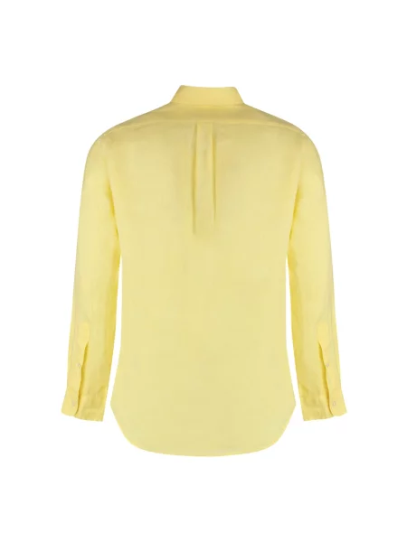 Lniana koszula Polo Ralph Lauren żółta