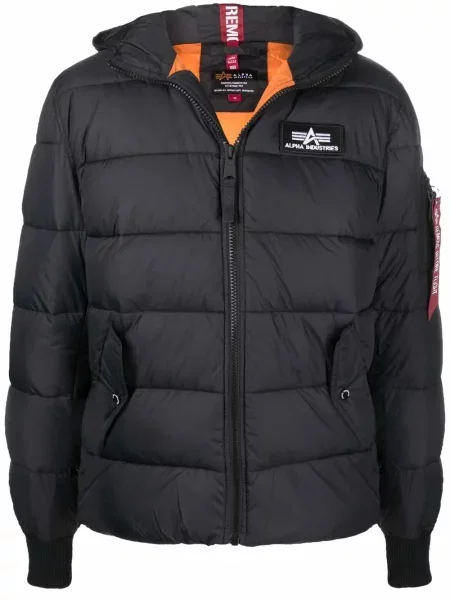 Geacă Alpha Industries cu glugă negru
