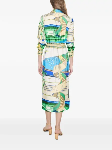 Rochie tip cămașă Tory Burch de mătase cu imagine