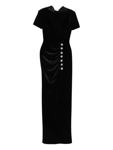 Rochie maxi Silk Love & Lace de mătase de costum negru
