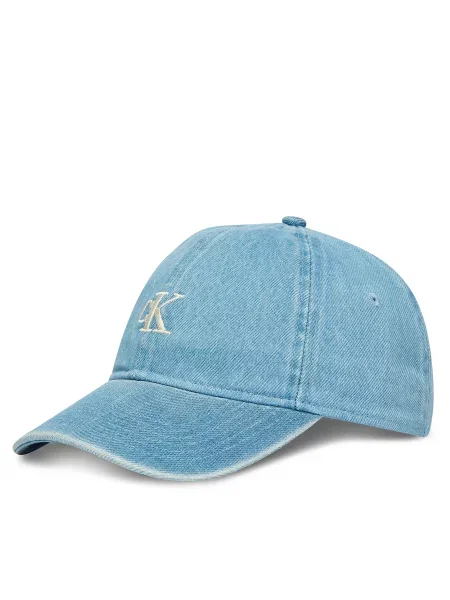 Calvin Klein Kapa s šiltom Monogram Embroidery Denim Cap Modra bela