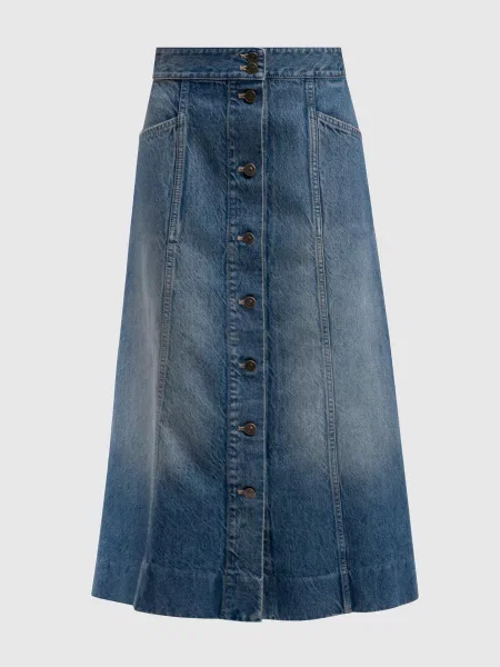 Джинсова спідниця міді з ефектом потертості Valentino синя