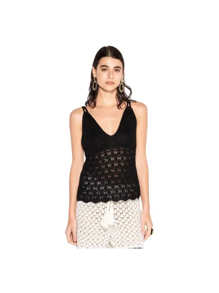 Top Akep z nadrukiem na ramiączkach czarny