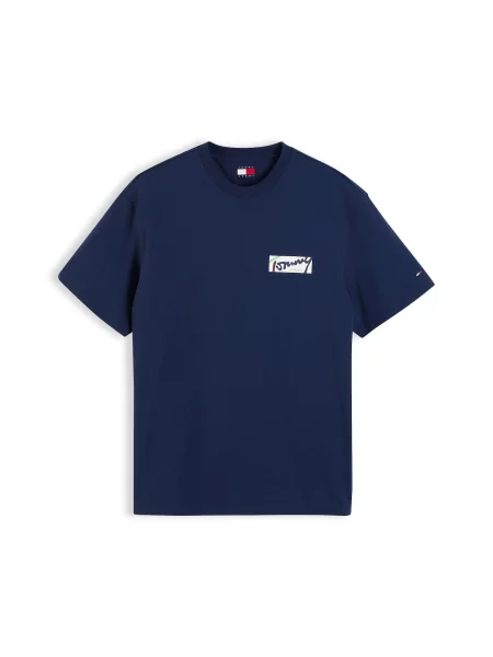 Tommy Jeans Tricou bleumarin / ciocolatiu / verde alb