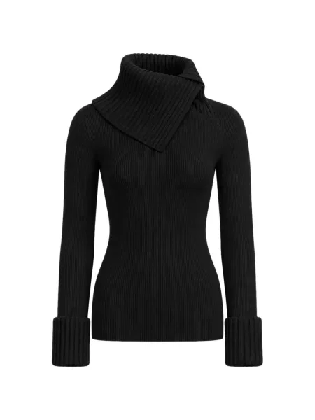 Gulerat pulover Sportmax asimetric negru