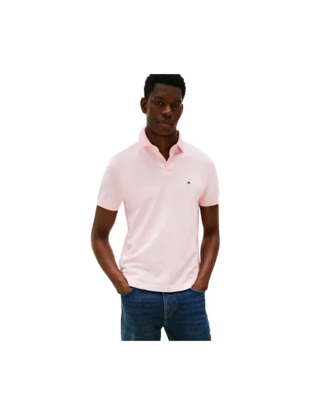 Koszulka polo Tommy Hilfiger w paski z paskiem różowa