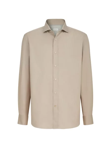 Cămașă Brunello Cucinelli din țesătură twill cu guler italian