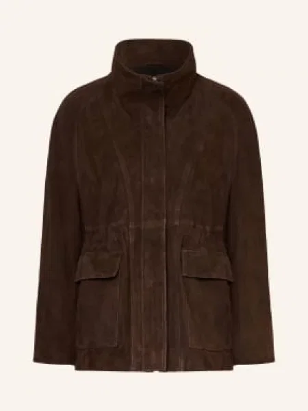 Nour Hammour Kožená Bunda Quai tmavě hnědá