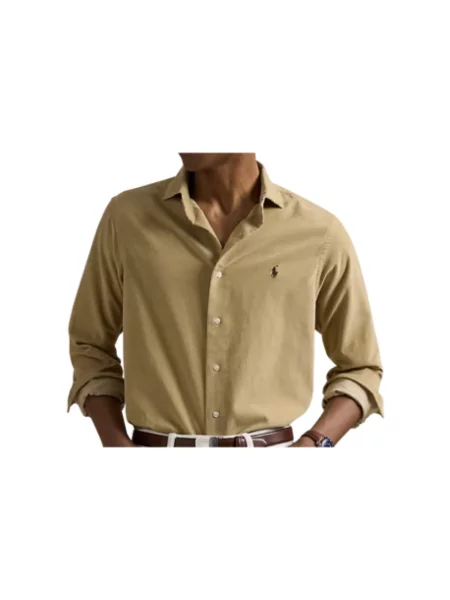 Polo Ralph Lauren koszula sztruksowa Mężczyźni Regular Fit jednolity S beżowy