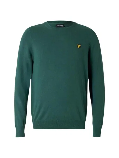 Sveter Lyle & Scott z merina s okrúhlym výstrihom zelená