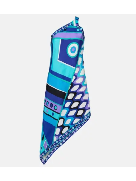 Rochie midi Pucci de mătase asimetrică albastru