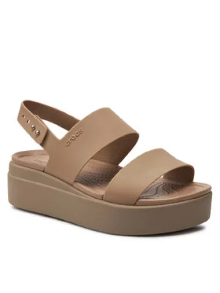 Crocs Sandály Brooklyn Low Wedge W béžová