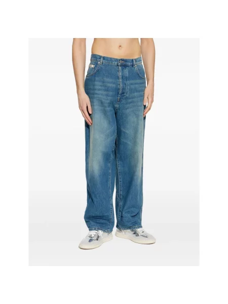Szerokie jeansy Moschino niebieskie