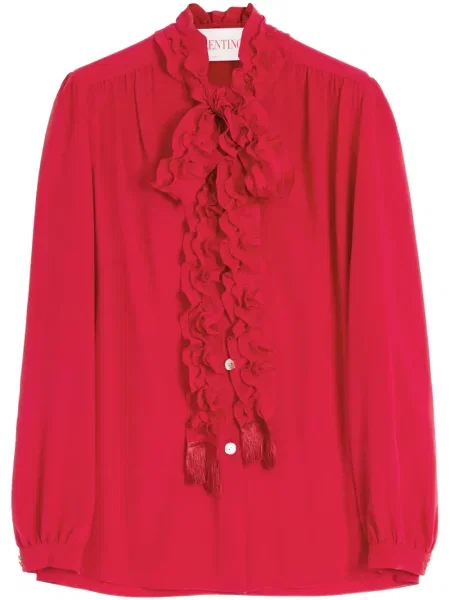 Cămașă Valentino Garavani din crep roșu