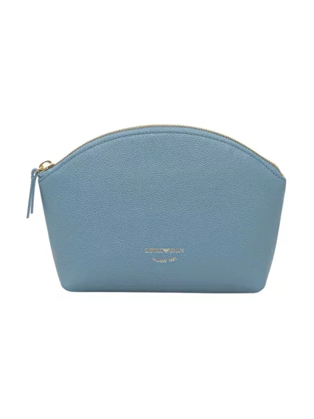 Emporio Armani kosmetyczka skórzana niebieska
