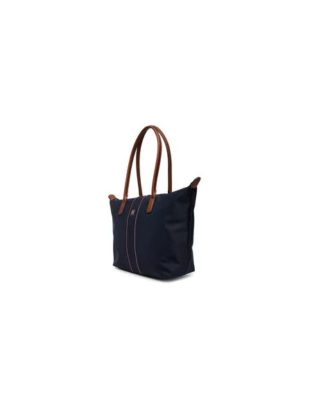 Bőr shopper táska Tommy Hilfiger kék
