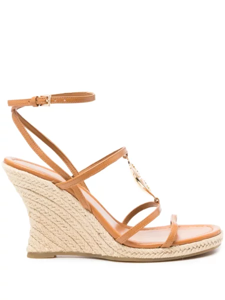 Bőr espadrilles Tory Burch barna