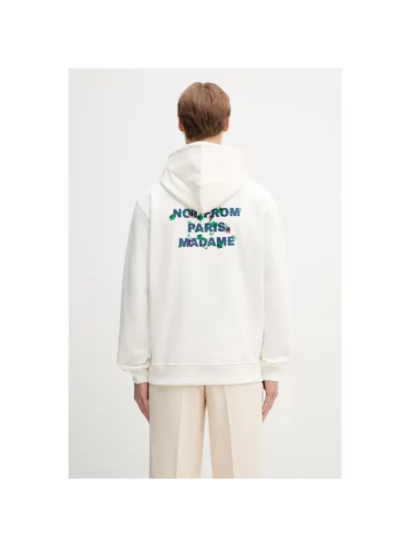 Drôle de Monsieur bluza z kapturem Vine Embroidered Slogan beżowa
