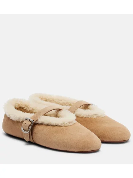 Balerini Alaïa din piele de căprioară bej