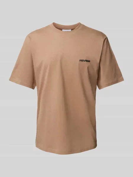 T-shirt z okrągłym dekoltem Review brązowa