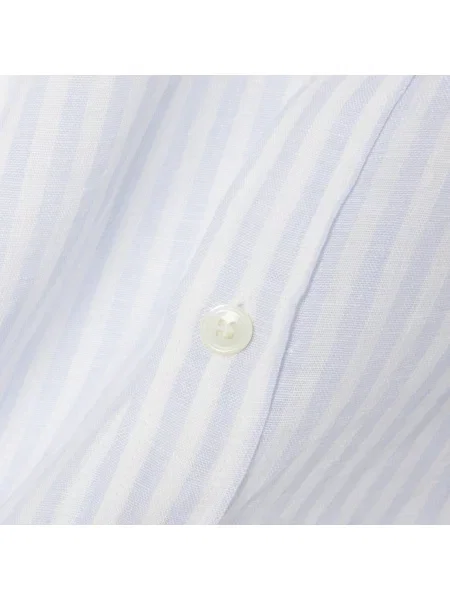 Lacoste Lniana Koszula Button-Down W Paski Regular Fit niebieska
