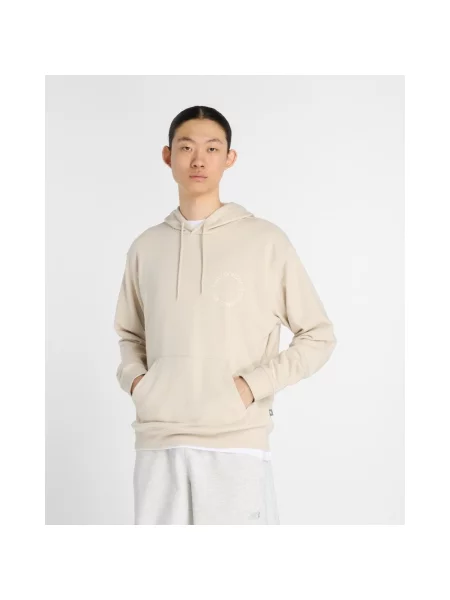 Bluza z kapturem New Balance Circular Logo kremowy S biały